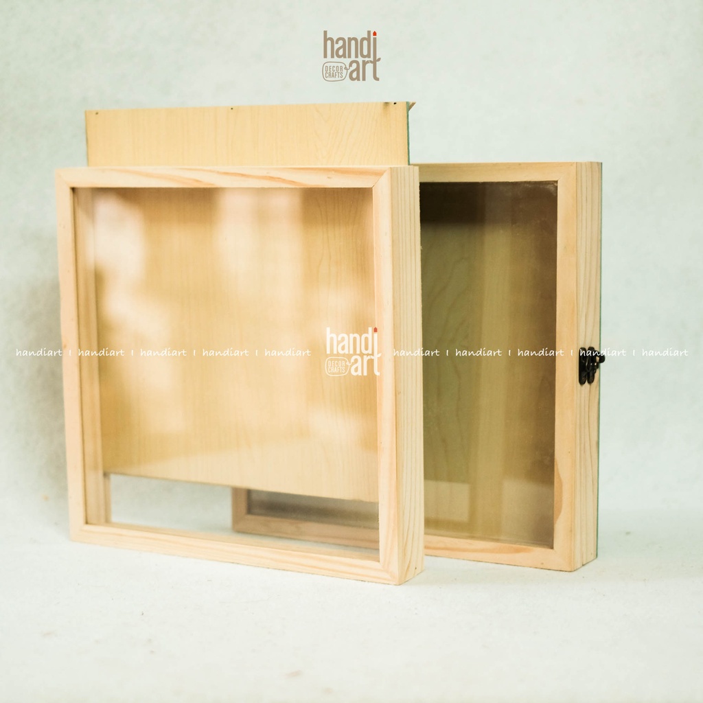 Hộp gỗ trang trí 20x20x4.5cm - Hộp đèn 3D, tranh hộp