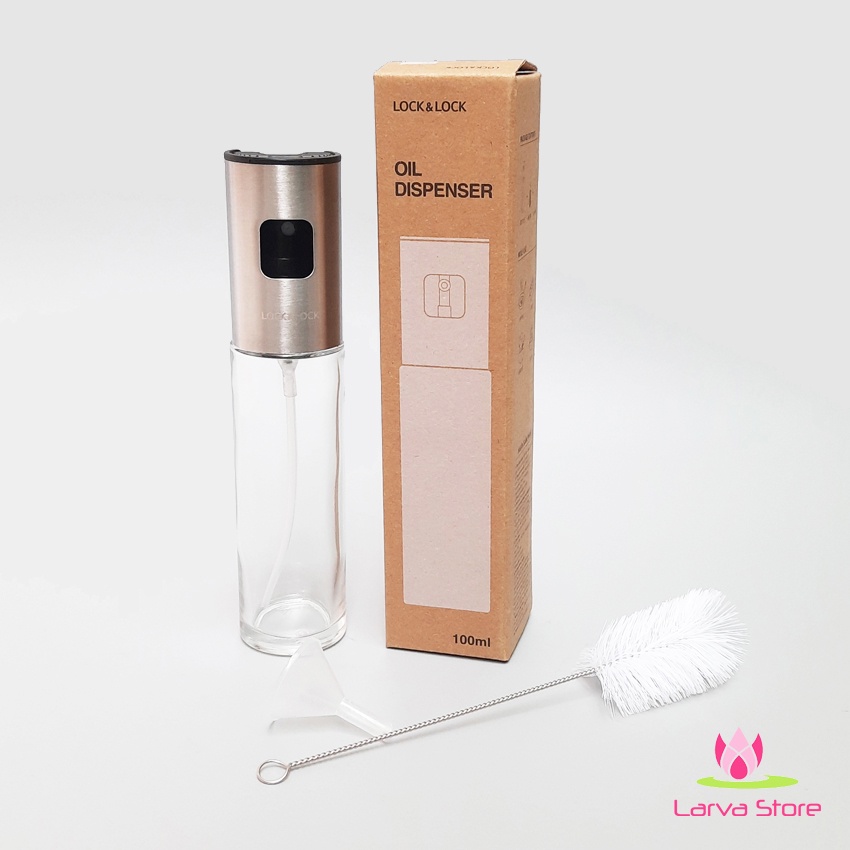 Bình xịt thủy tinh phun sương Lock&amp;Lock 100ml kèm phểu và cọ rửa CKO109 - Larva Store