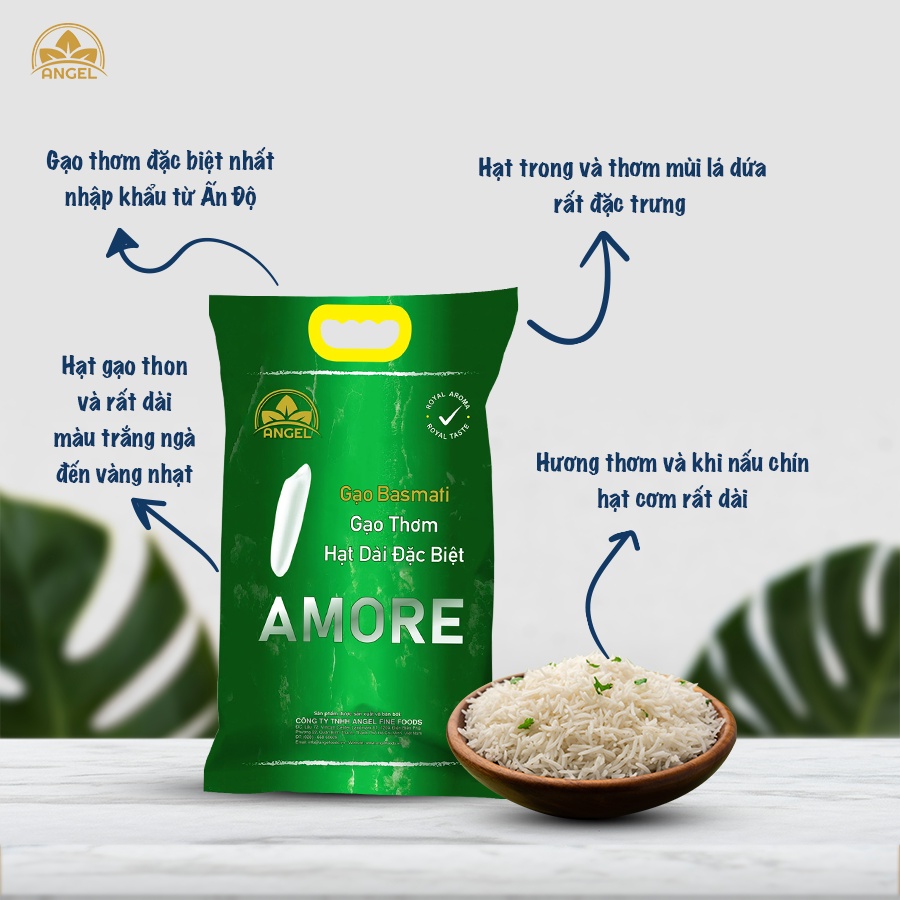 Gạo 5kg Basmati Ấn Độ 🌾Basmati India Rice 5kg/bag🌾Angel Foods🌾Date 24 tháng Angel Foods