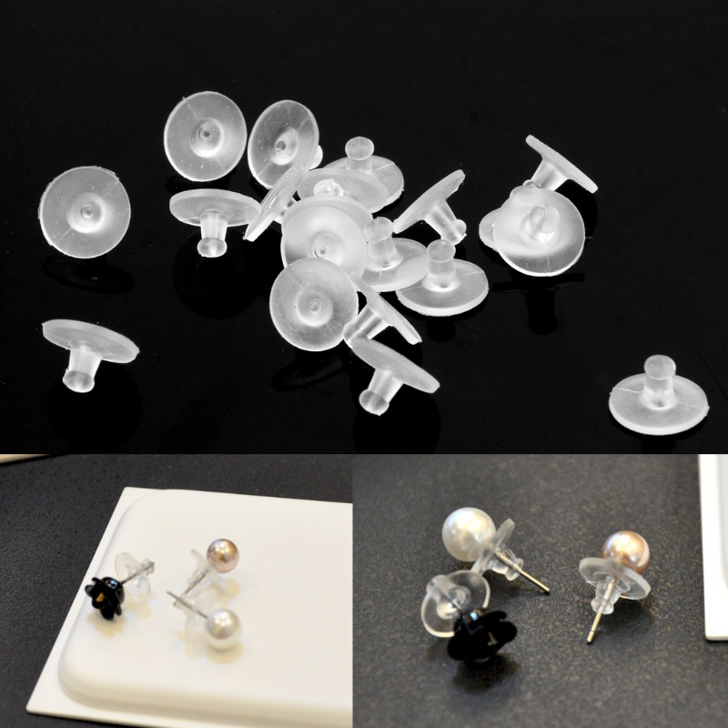 Set 100 Nút Chặn Bông Tai Bằng Cao Su Silicone Trong Suốt