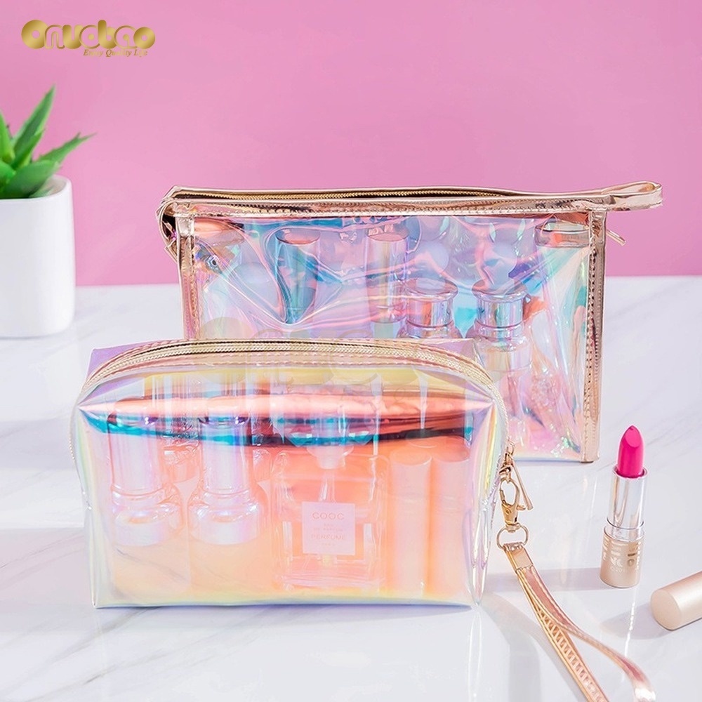 Túi đựng mỹ phẩm ONUOBAO bằng PU trong suốt sức chứa lớn chống nước tiện lợi cho du lịch