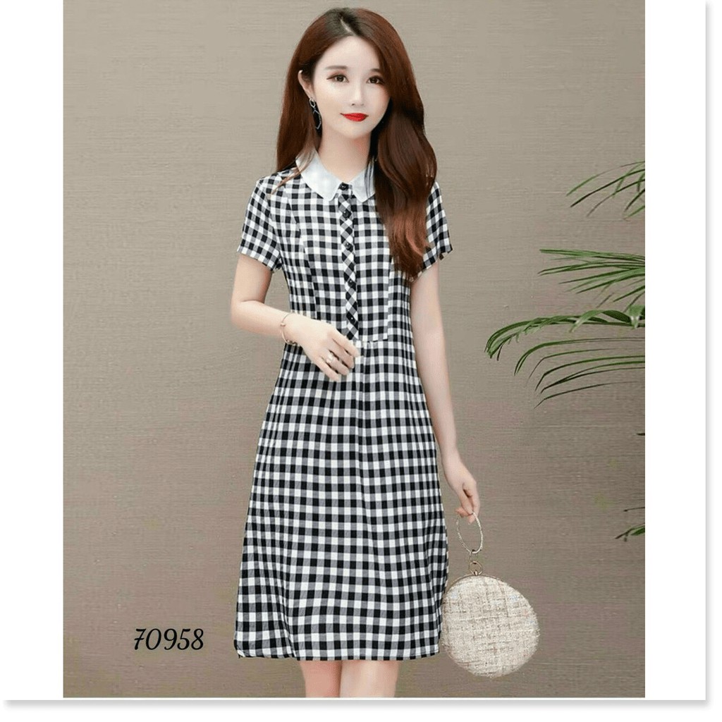 ĐẦM LỤA CARO DÁM SUÔNG THÍCH HỢP CHO CÁC BAN NỮ ĐI DỰ TIỆC,ĐI CHƠI.... THỜI TRANG MỚI KME