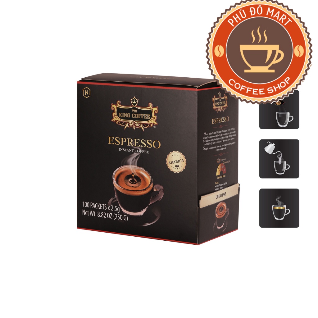 Cà Phê Hoà Tan ESPRESSO - TNI King Coffee Hộp 100 Gói * 2.5g