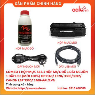 COMBO 1 HỘP MỰC 53A 1 HỘP MỰC ĐỔ 1 DÂY NGUỒN 1 DÂY USB (MỚI 100%)  HP1160/ 1320/ 3390/3392/CANON LBP 3300/ 3360-AALO.VN