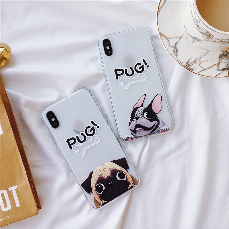 Ốp lưng iphone họa tiết cún pug chó đáng yêu cho ip 6 6s plus 7 8 X XS max 11 pro max (a48)