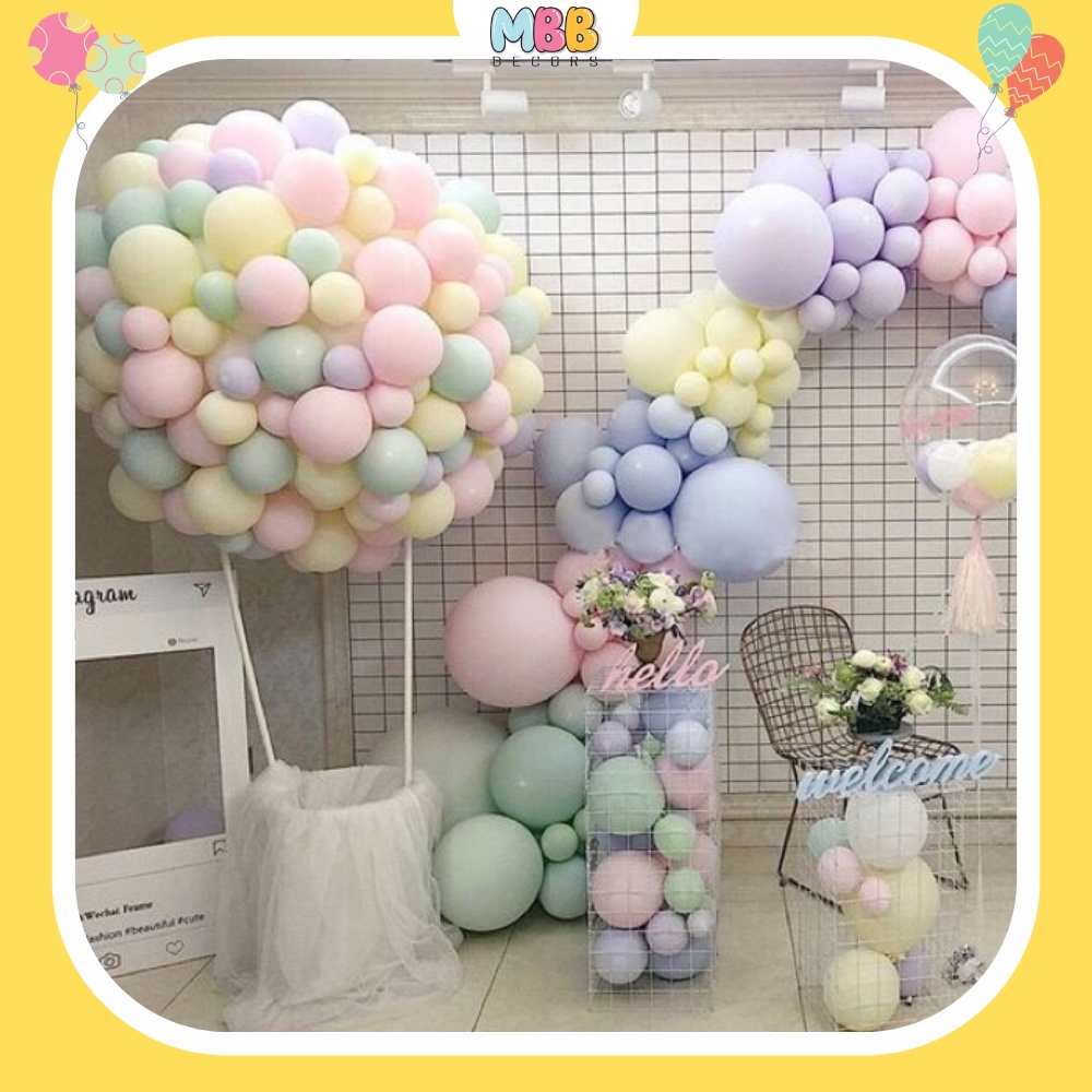 [TPHCM] Set 10 Bóng Bay Trang Trí Sinh Nhật Màu Pastel Size 10 Inch, Bóng Trang Trí Đám Cưới, Trung Thu Trăng Rằm