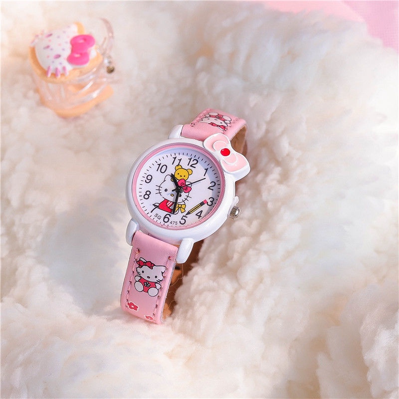 Đồng hồ trang trí hình mèo hello kitty hoạt hình chống thấm nước thời trang 2023 cho trẻ em