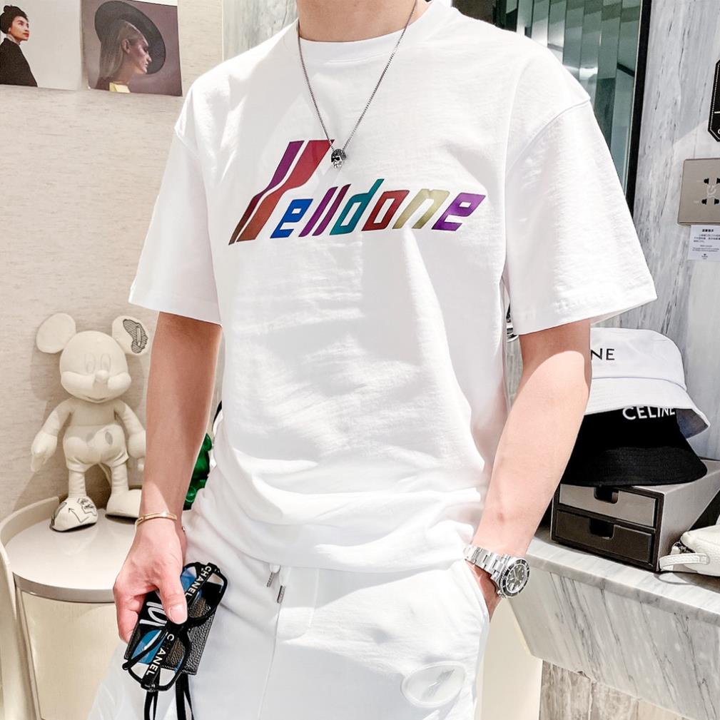 Áo thun nam tay ngắn welldone vải cotton in phun điện tử chuẩn from, áo phông nam nữ unisex mẫu mới 2022
