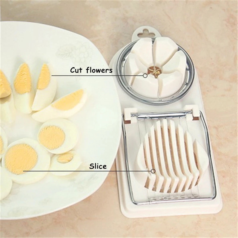 Dụng Cụ Cắt Trứng Luộc 2 Trong 1 Bằng Thép Không Gỉ