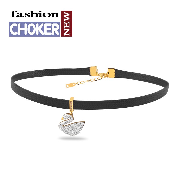 DÂY CHUYỀN TITAN CHOKER THIÊN NGA ĐÍNH ĐÁ TRẮNG TN293 SIÊU ĐẸP BỀN MÀU