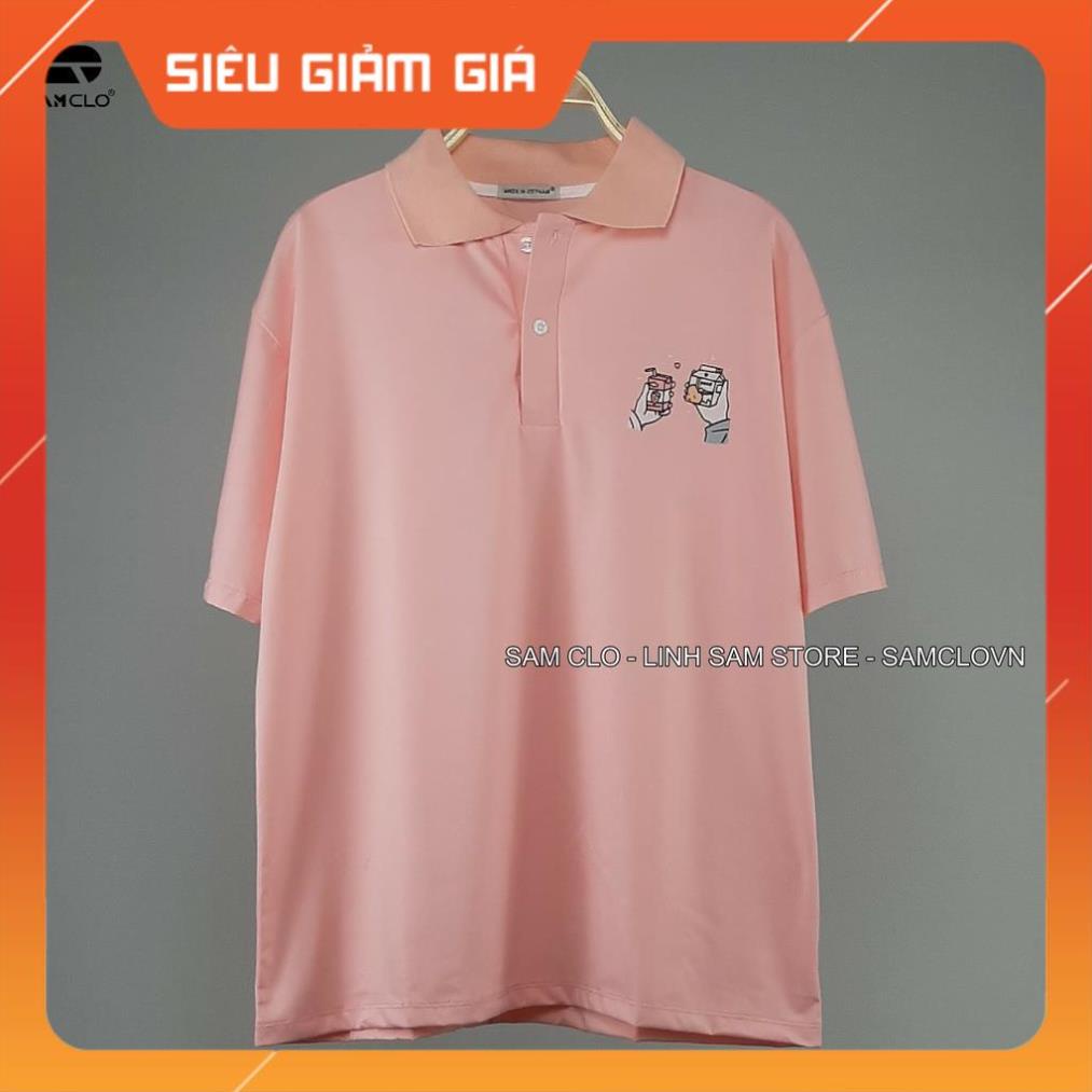 Áo thun Polo nữ tay lỡ form rộng SAM CLO phông freesize unisex mặc đi học, nhóm, lớp in hình HAI HỘP SỮA
