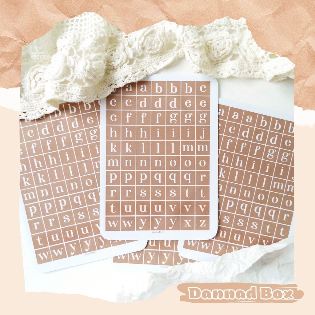 Set 4 Tấm Miếng Dán Sticker Chữ Cái Số Đếm Trang Trí Bullet Journal