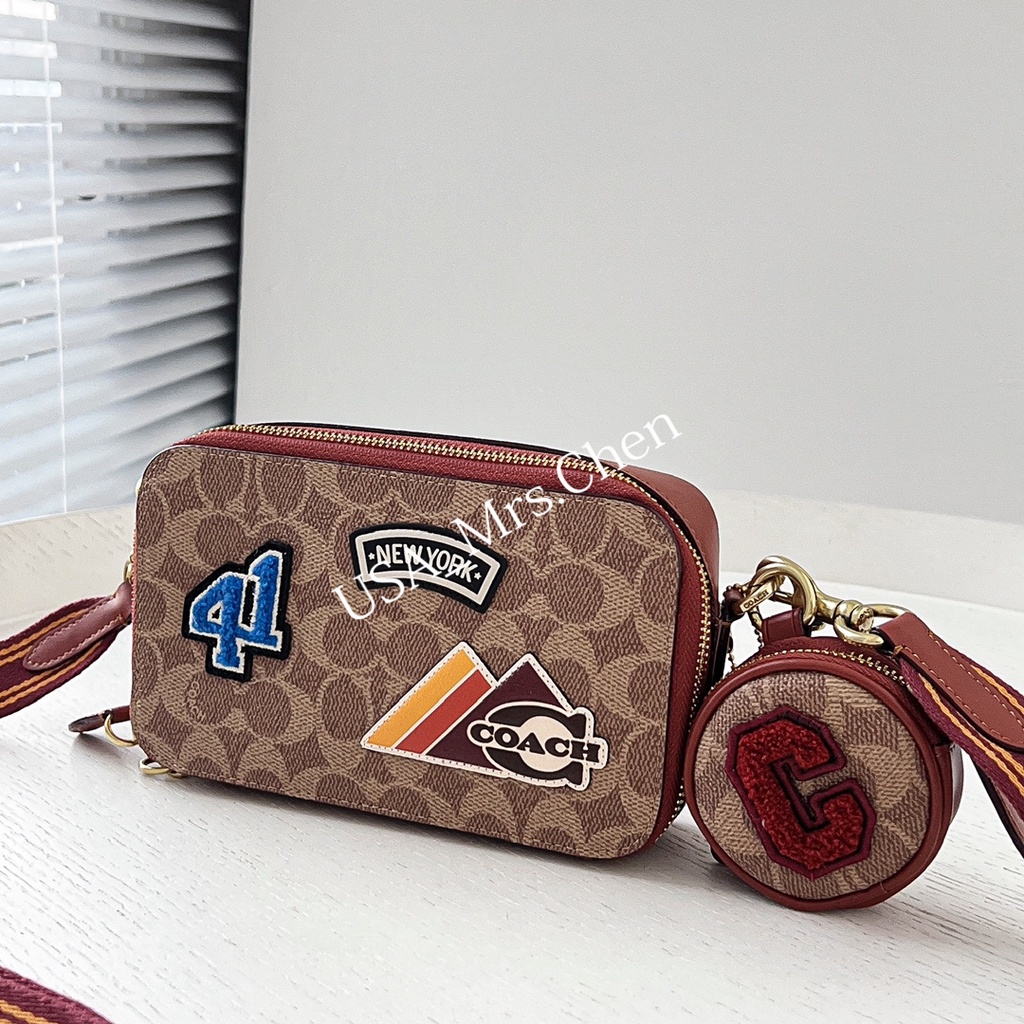 Túi đeo vai huy hiệu COACH Charter Canvas, Túi vuông