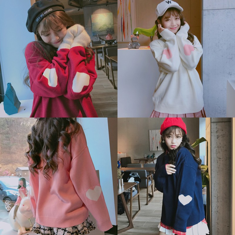 áo len họa tiết trái tim