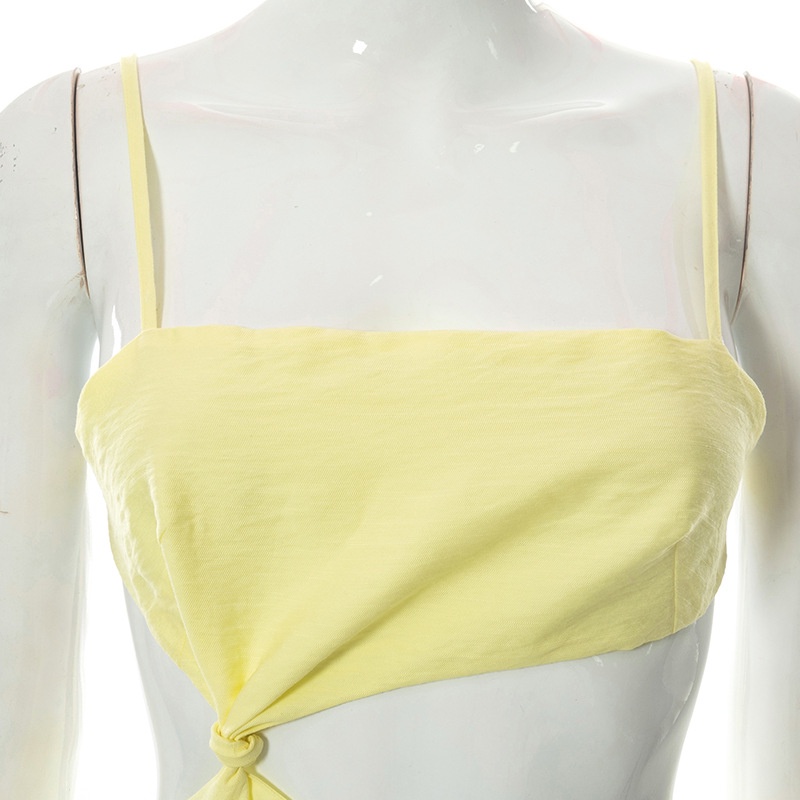 DUNEA Đầm hai dây màu trơn thiết kế độc lạ thời trang cho nữ