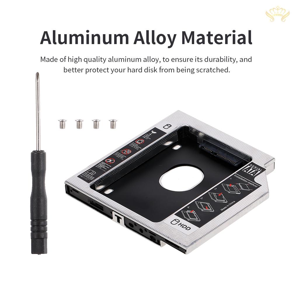 New  Aluminum Alloy SATA3.0 2nd HDD Caddy 9.5mm 2.5 Inch SSD HDD Enclosure for Desktop PC Laptops