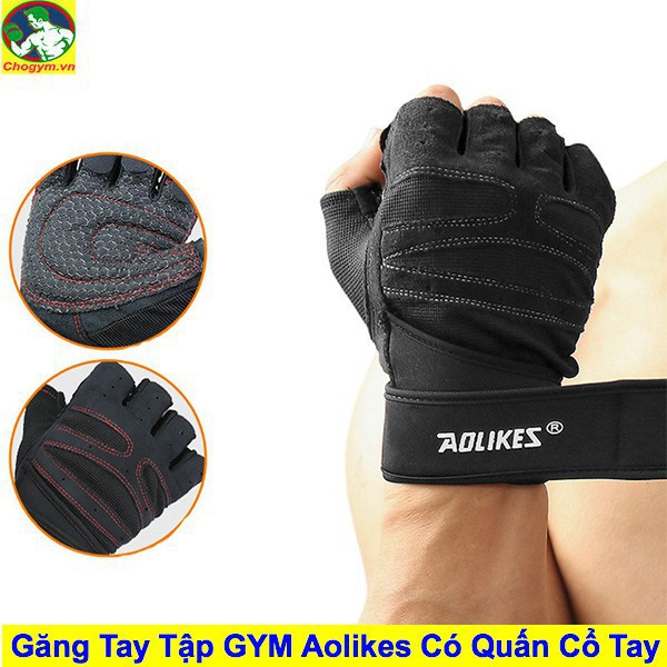 Găng Tay Tập GYM Aolikes Có Quấn Cổ Tay KINGDOM SPORT size L/XL