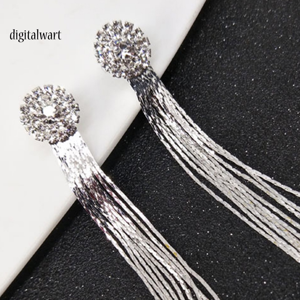 Đôi Bông Tai Dáng Dài Phối Tua Rua Đính Đá Thời Trang Cho Nữ