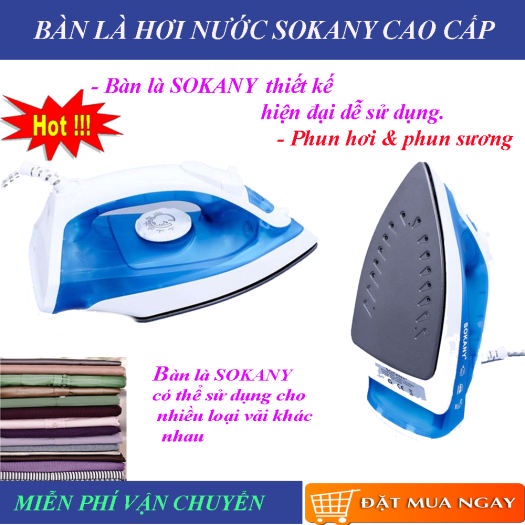 Bàn là SOKANY hơi nước cầm tay - Bàn là uỉ hơi nước SOKANY nhỏ gọn hoạt động 2 chế độ phun xương và phun hơi