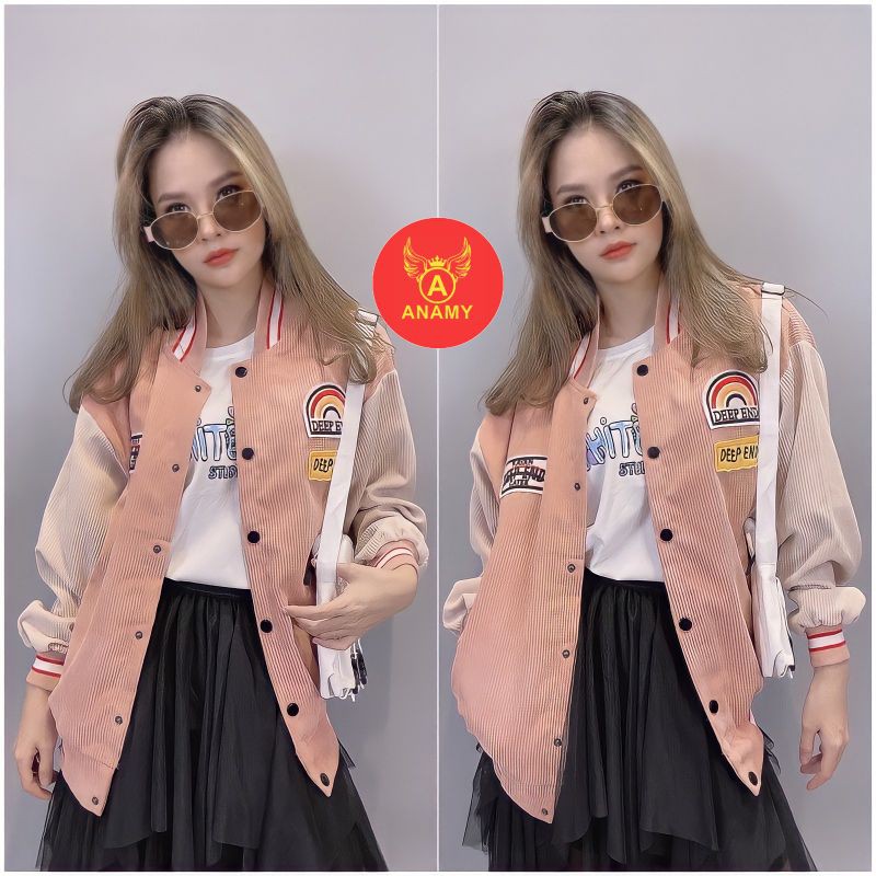 Áo khoác bomber unisex chất nhung form rộng Thêu Deep End phong cách ulzzang Anamy | BigBuy360 - bigbuy360.vn