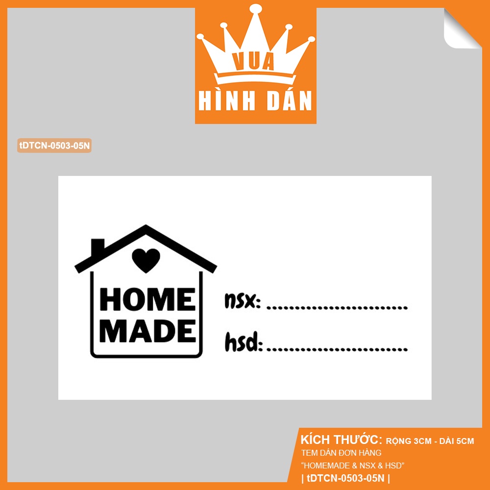 Set 50/100 nhãn dán HOMEMADE có NGÀY SẢN XUẤT NSX, HẠN SỬ DỤNG HSD 5x3cm - tem dán gói hàng, túi sản phẩm cho shop 1.092