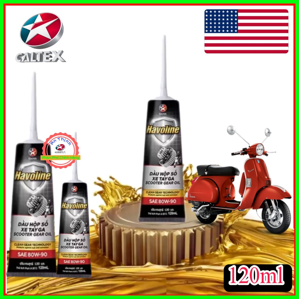 Combo Nhớt Xe Tay Ga Và Nhớt Láp Hộp Số Cao Cấp CALTEX HAVOLINE SUPER MATIC 4T 10W40 SN 0.8L Và 120ml.