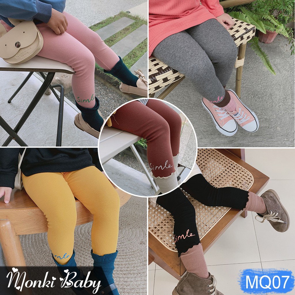 [SALE LẺ] - Quần legging trơn mầu đẹp cho bé gái, chất mềm, mịn, co giãn tốt, không xù, mẫu mới 2021 | MQ07