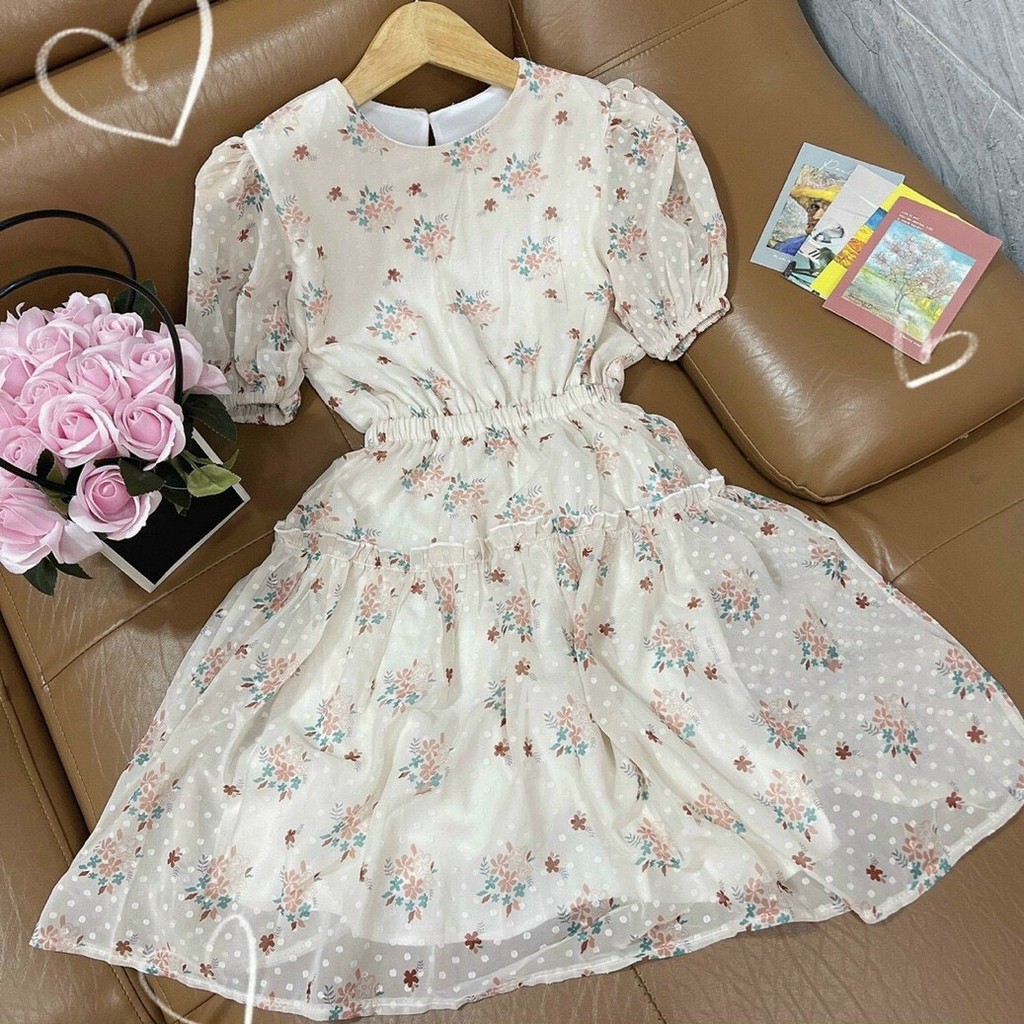 Đầm hoa vintage, đấm ulzzang nữ, hàng đẹp bán shop, chất vải đẹp, phom dưới 54kg mặc đẹp