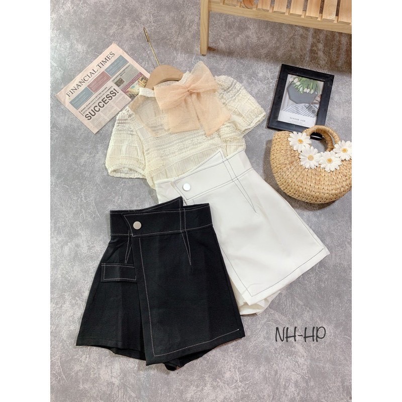 Quần short giả váy kiểu nữ cạp cao xếp lệch BIGSIZE chất vải cao cấp co dãn THUSSHOP | BigBuy360 - bigbuy360.vn