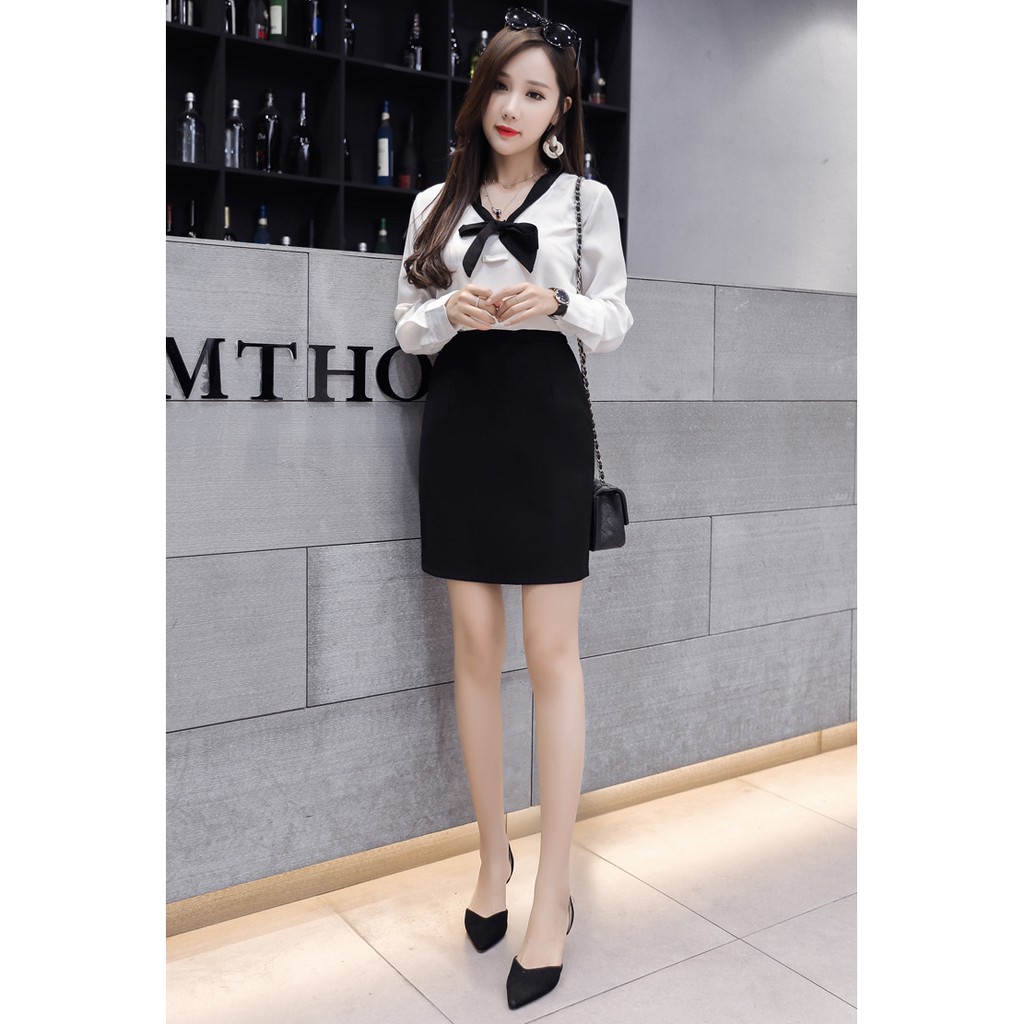 Chân váy công sở váy bút chì CR48V01 màu đen thun UMI cao cấp | BigBuy360 - bigbuy360.vn