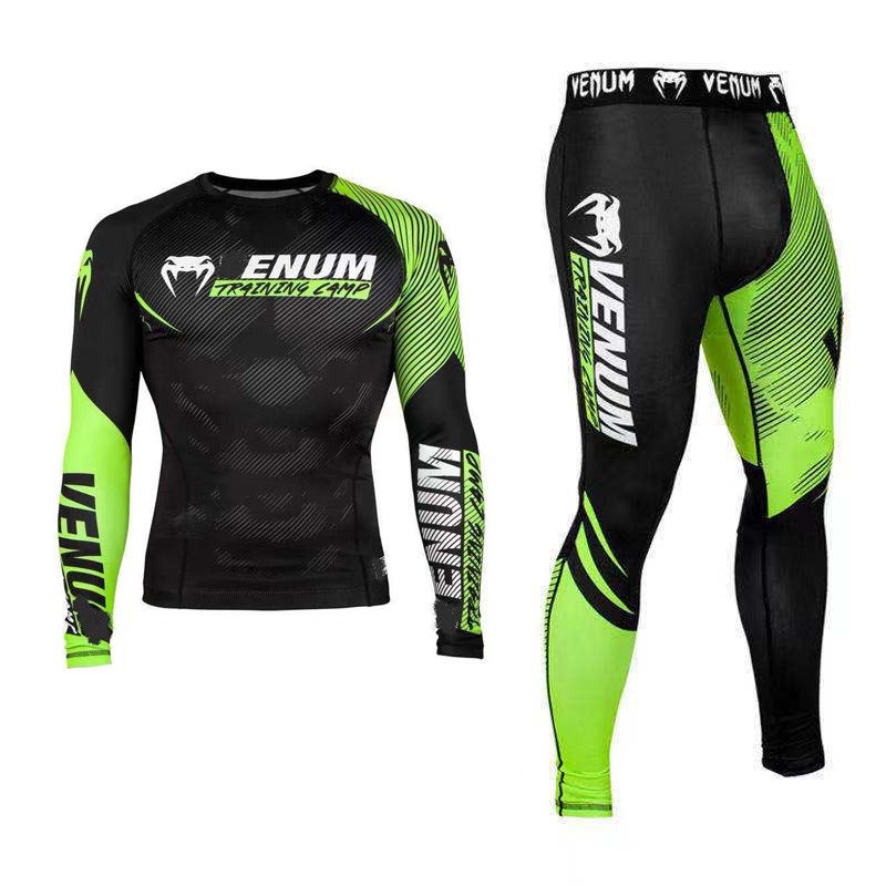 Bộ quần áo tập boxing tay dài dáng ôm nhanh khô thời trang cho nam