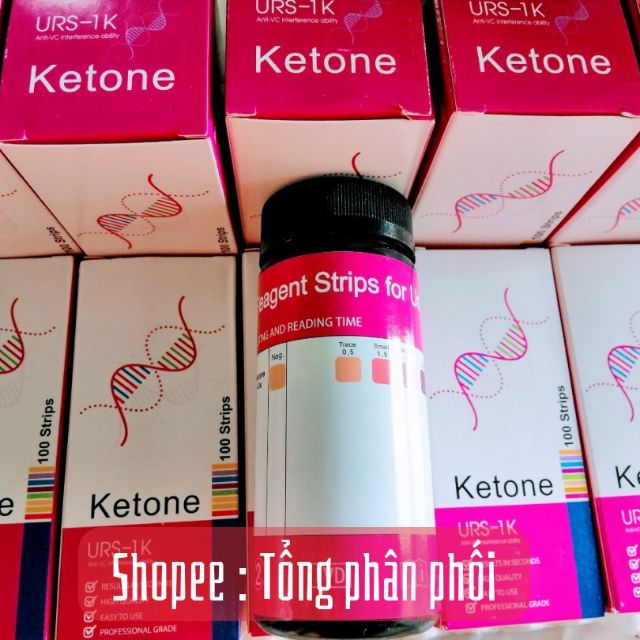 Hộp 100 que thử keto_das chuẩn 1 chỉ số URS1k