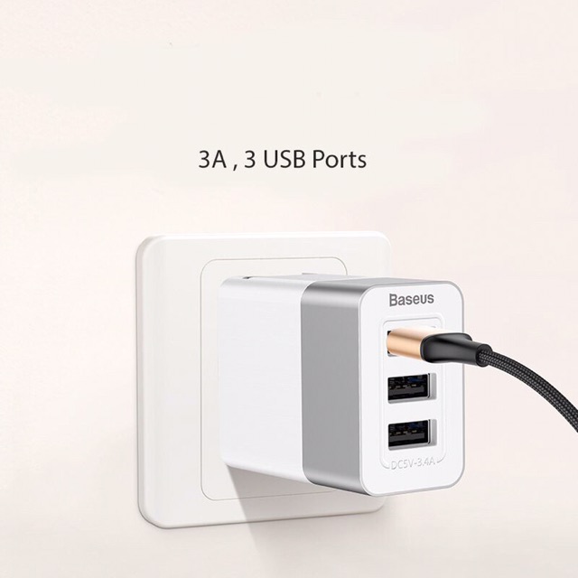 [ CHÍNH HÃNG ]  Bộ sạc đa năng 3USB Smart Fast Charger Baseus Duke