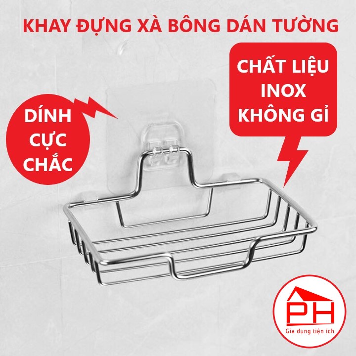 KHAY ĐỰNG XÀ BÔNG inox dán tường giá treo đựng đồ nhà tắm kệ xà phòng siêu dính thép không gỉ - Gia dụng Phước Hòa