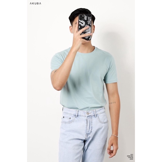 Áo Thun Trơn Basic Cổ Tròn Cotton 4 Chiều Cao Cấp, Co Giãn, Thoáng Mát, Thấm Hút Mồ Hôi - XANH ĐÁ - GUNN T-SHIRT