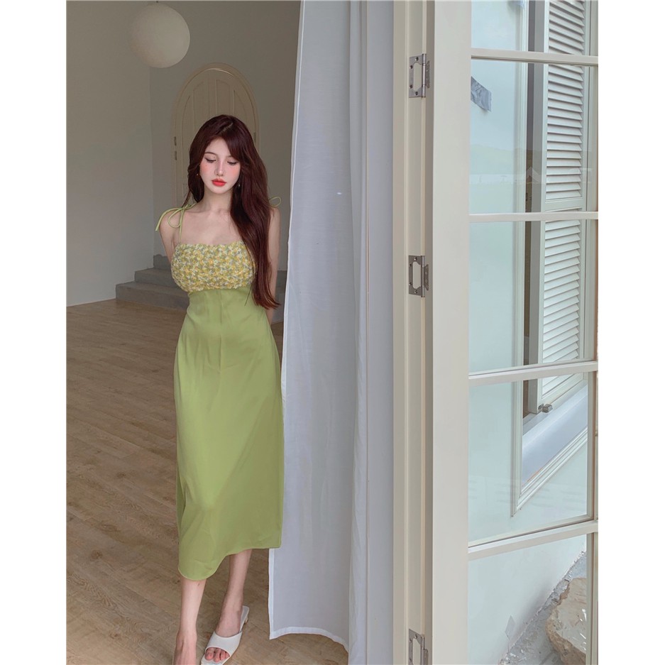 Đầm hai dây dáng ôm họa tiết hoa thời trang cho nữ
