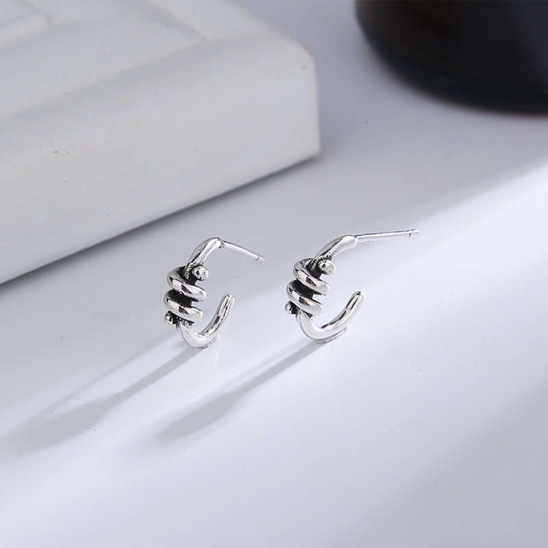 Khuyên tai hình bán nguyệt thắt nút kiểu hình học độc đáo thời trang cho nữ F750