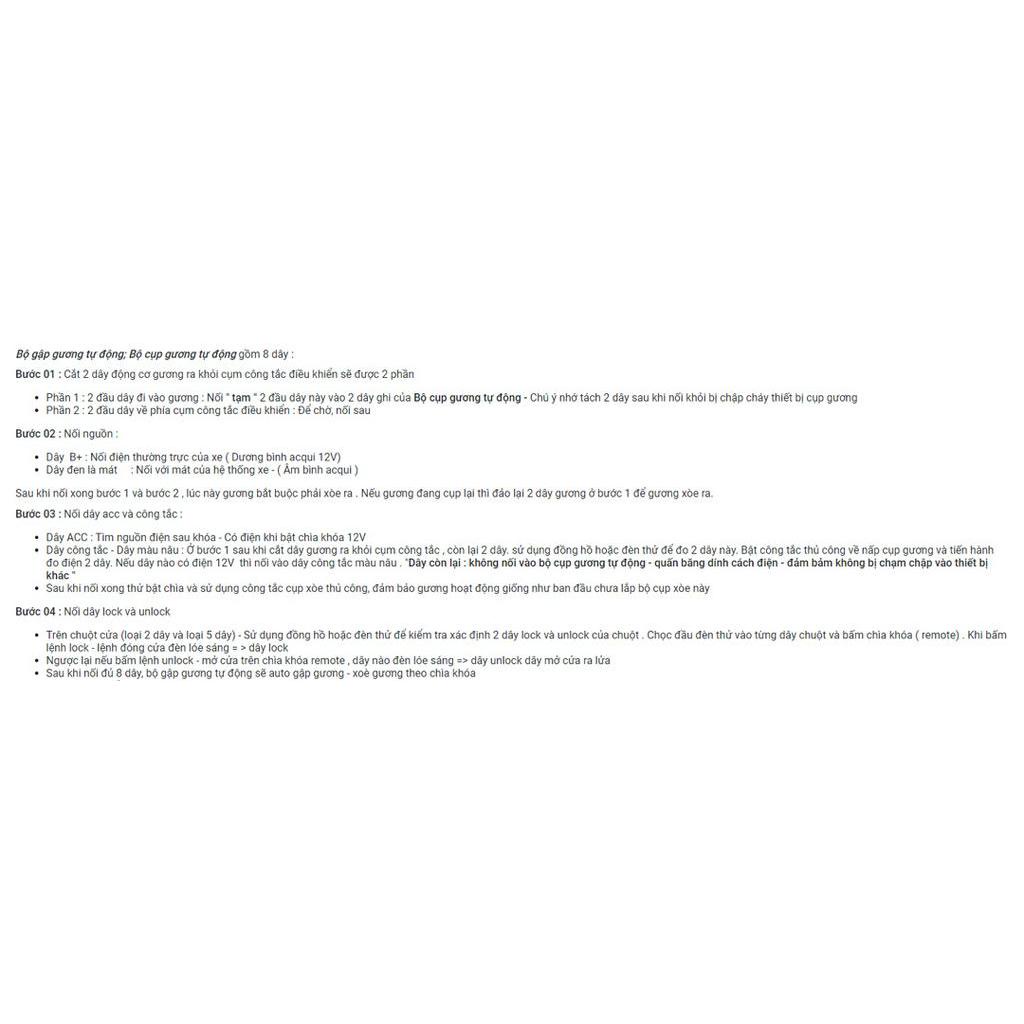 Trọn bộ gập gương tự động cho toyota innova, fortuner, hilux 2017-2020