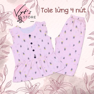Đồ bộ nữ tole lanh lửng 4 nút