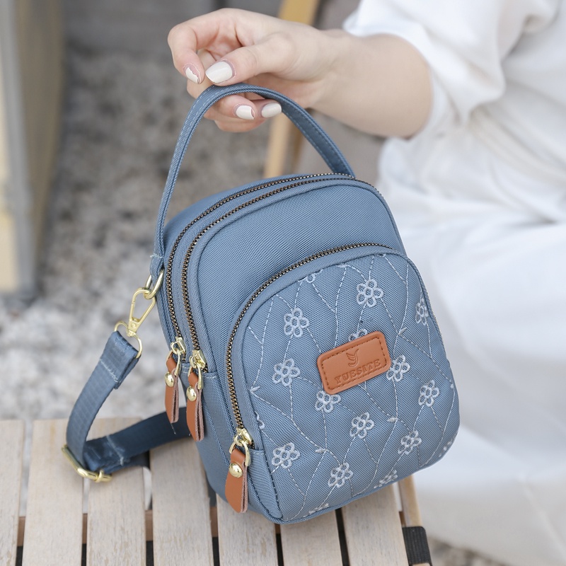 Túi Đeo Chéo Đựng Điện Thoại Họa Tiết Thêu Phong Cách Thời Trang Cho Nữ