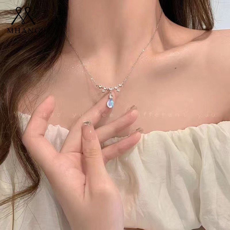 Vòng cổ Mặt Hình Giọt Nước Đính Đá Zircon Mặt Cười Thời Trang Hàn Quốc Thanh Lịch Cho Nữ
