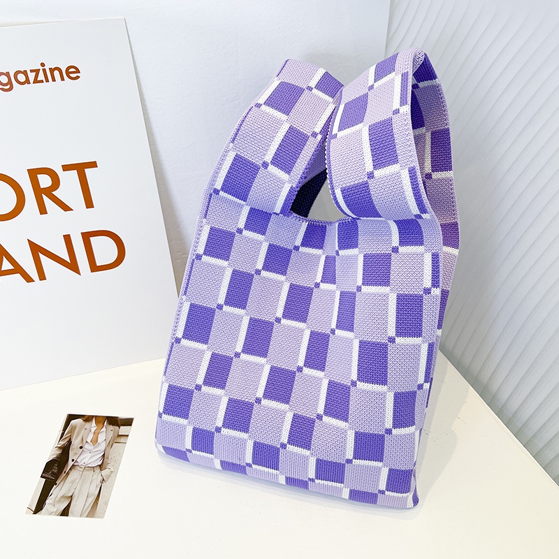 Ielgy Túi Xách Họa Tiết Kẻ Ô Tương Phản Cho Nữ