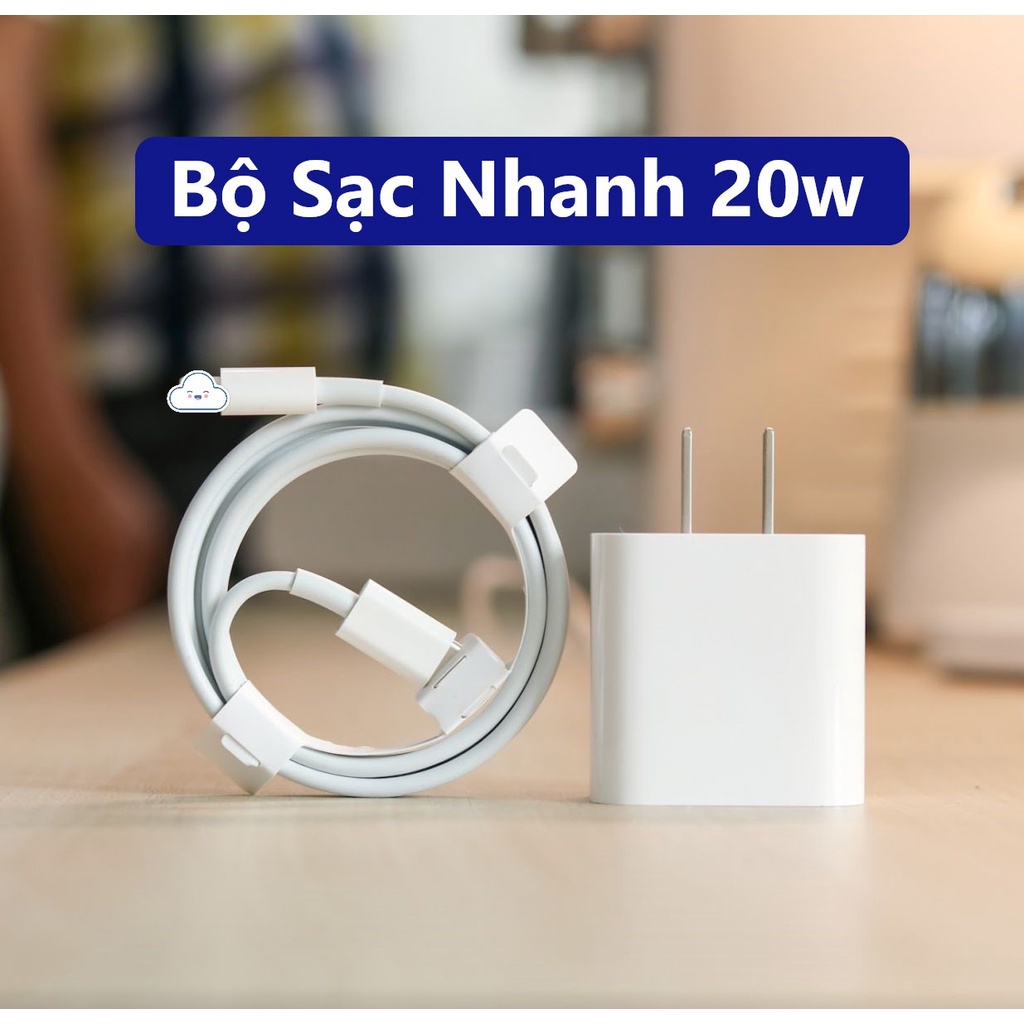 Bộ Sạc Nhanh 20w IP (Full Box) (BH 12 Tháng) Sạc Nhanh Chuẩn PD - Sạc Nhanh Tối Đa 20w Cho IP 8,X,11,12,13prm