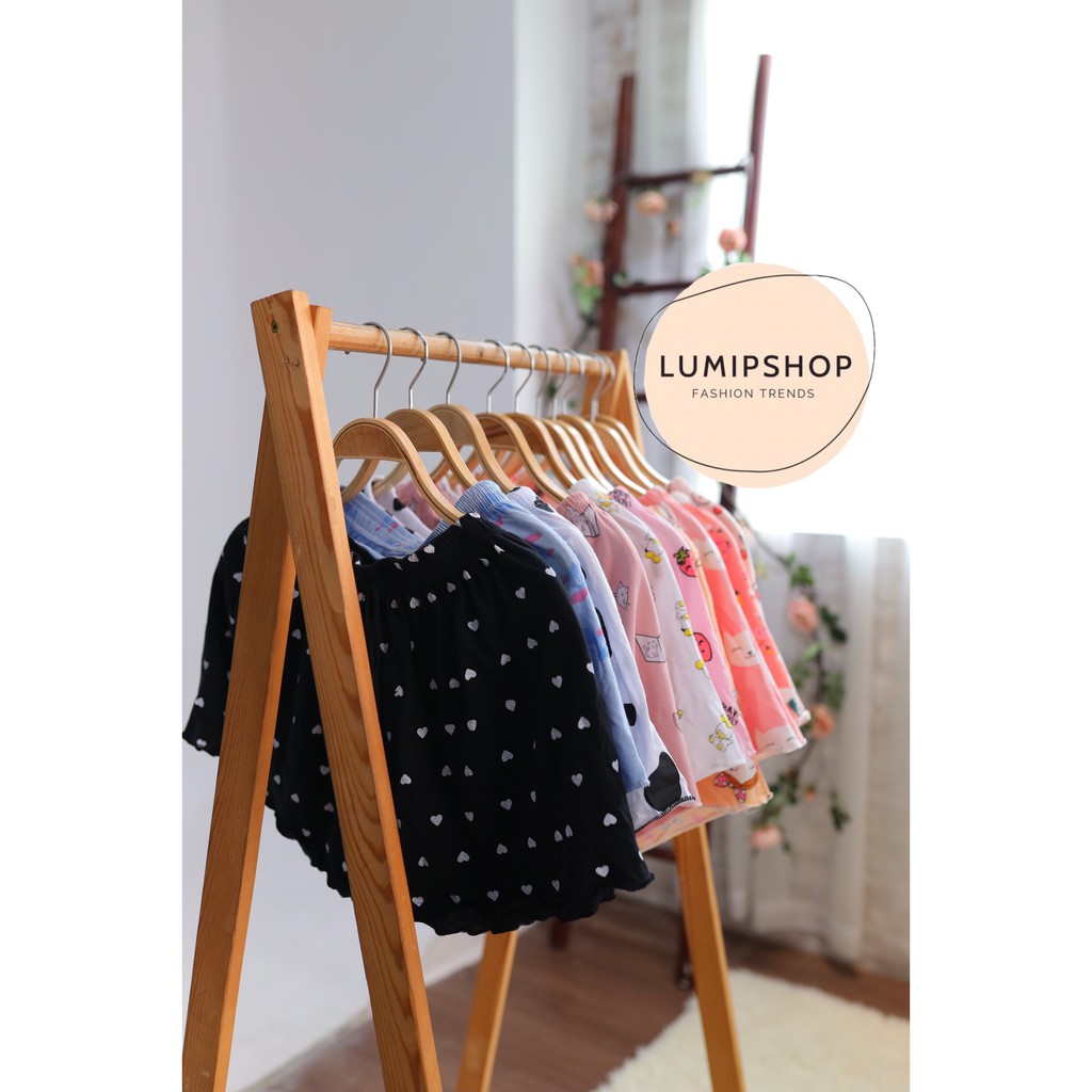 Quần đùi nữ ống rộng bigsize mặc nhà chất cotton họa tiết hoạt hình QC110