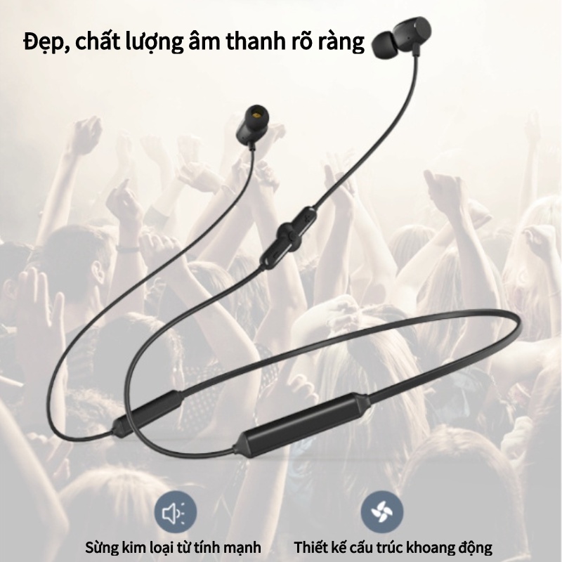Tai nghe không dây bluetooth đeo cổ kiểu dáng thể thao, chống nước, âm thanh chất lượng cao, tiện dụng khi tập thể dục