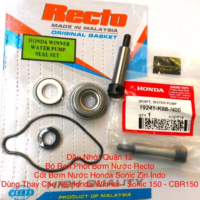 Honda Winner Sonic 150 Bộ Ron Phốt Bơm Nước Water Pump Seal Set - Cốt Bơn Nước Sonic 150 Zin Honda Indonesia