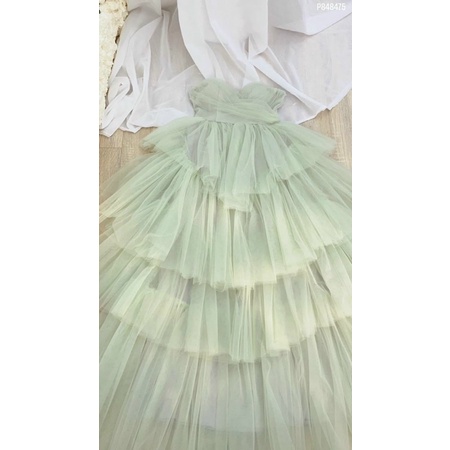 Đầm maxi cúp xếp tầng chéo lưới ngực siêu xinh TRIPBLE T DRESS - size M/L - MS380V