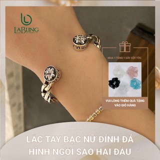 Lắc tay bạc nữ đính đá hình ngôi sao hai đầu