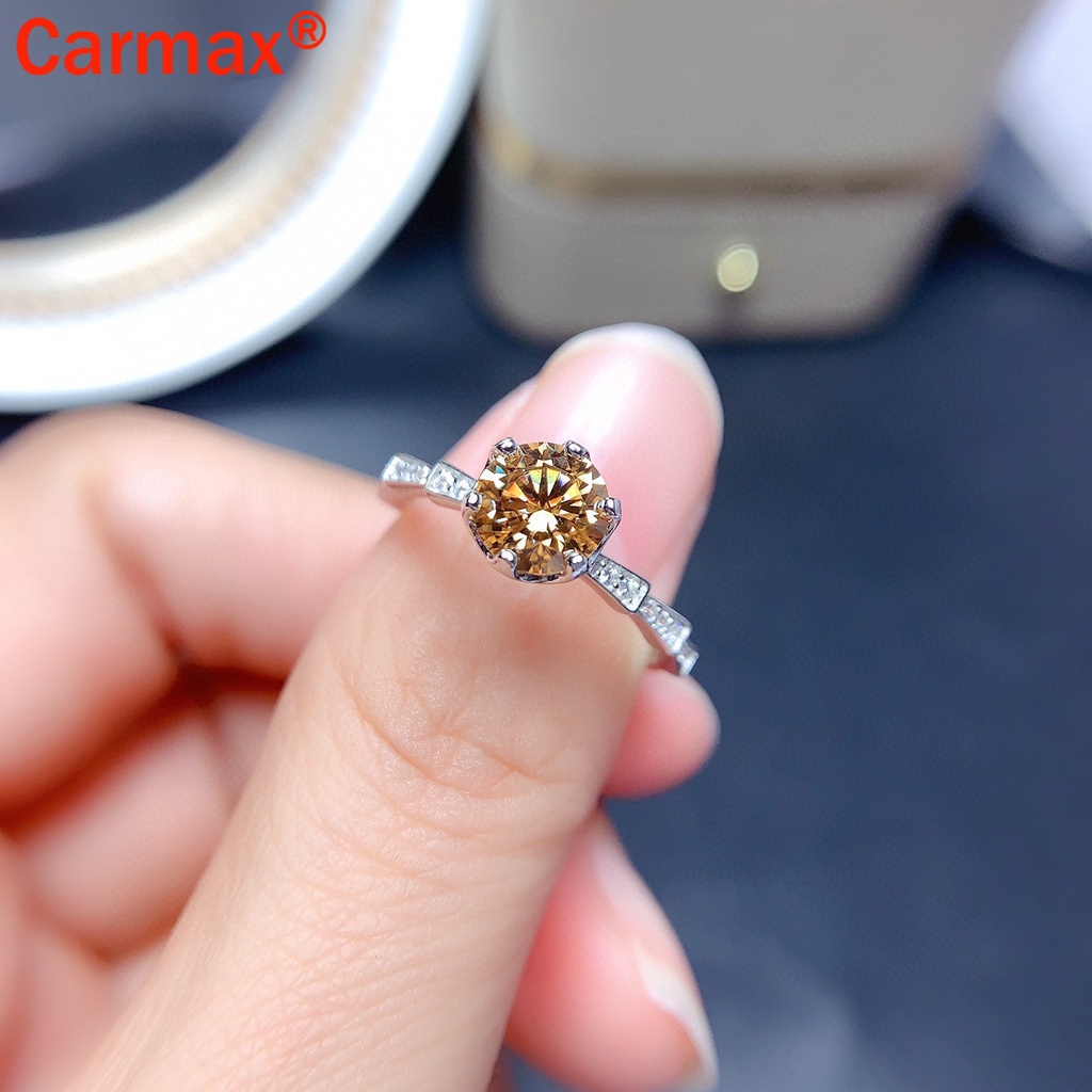 Nhẫn hở phong cách moissanite đơn giản thời trang