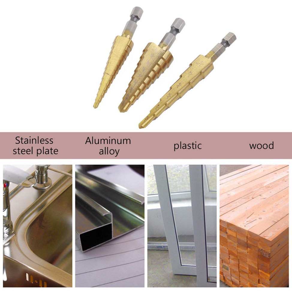 Set 3 mũi khoan bước 1 / 4 &quot; Hex Shank chất lượng cao